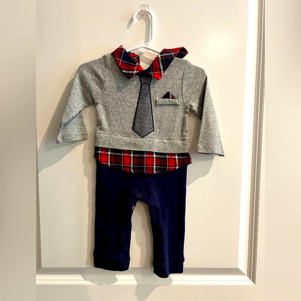Baby boy Mudpie plaid outfit